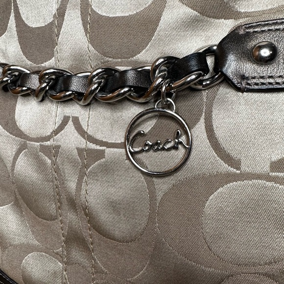 Vintage Coach Signature Chain Duffle Crossbody Shoulder Bag Convertible Tan - Picture 9 of 17